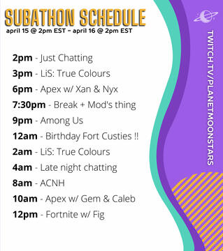 Subathon Schedule Twitter Post