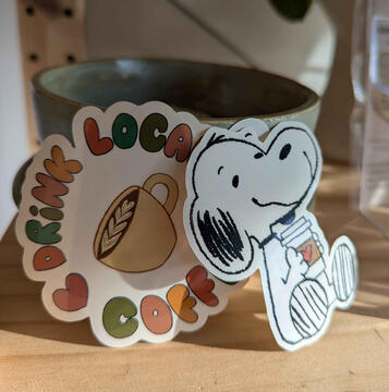 Stickers at Books &amp; Beans